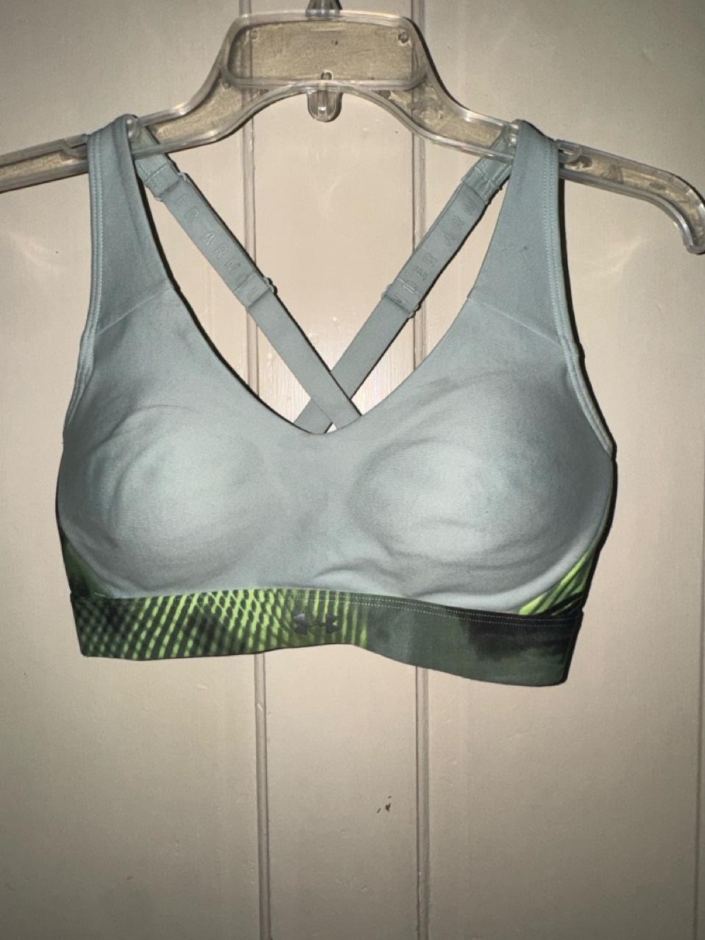 Under Armour Light Blue and Green Crossback Sports Bra